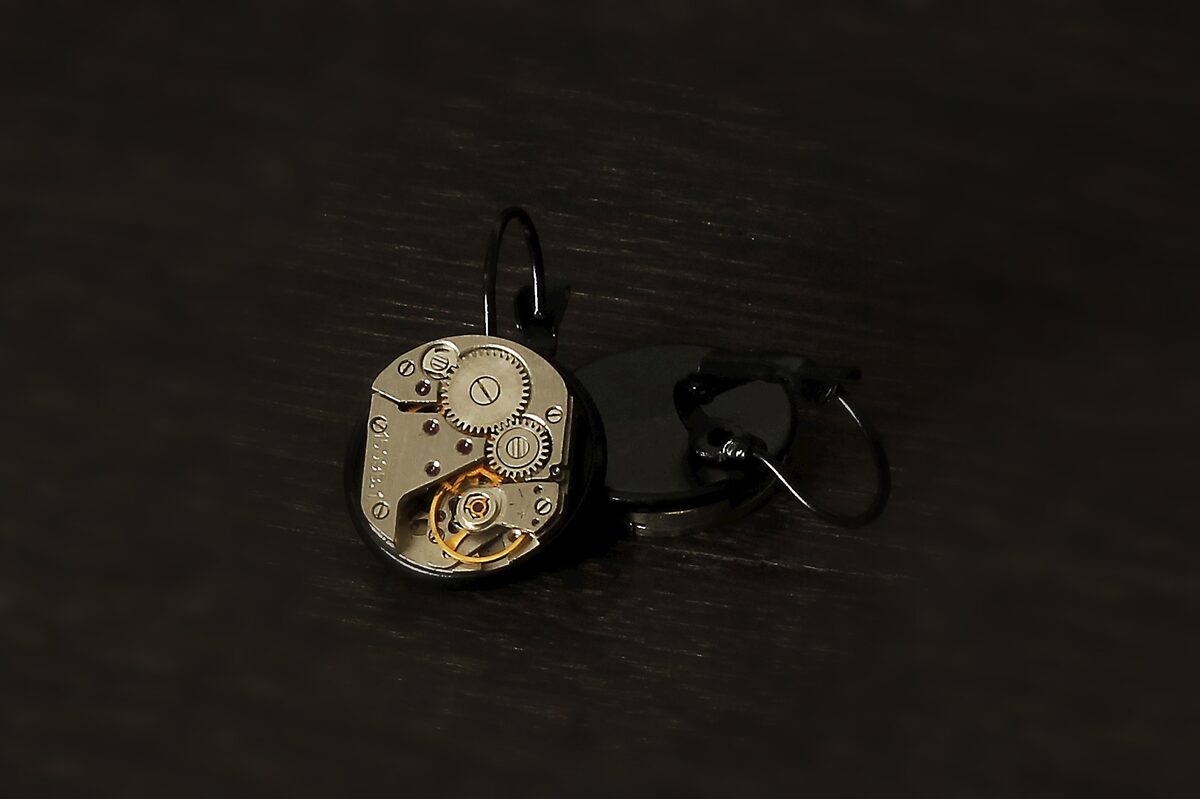 Earrings with watch movements