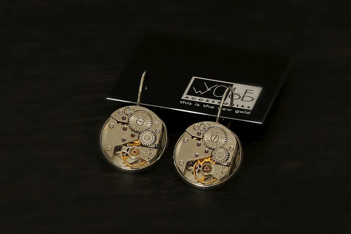 Earrings with watch movements
