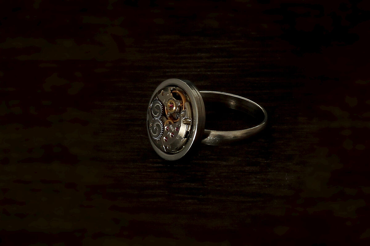 Ring with a small watch movement