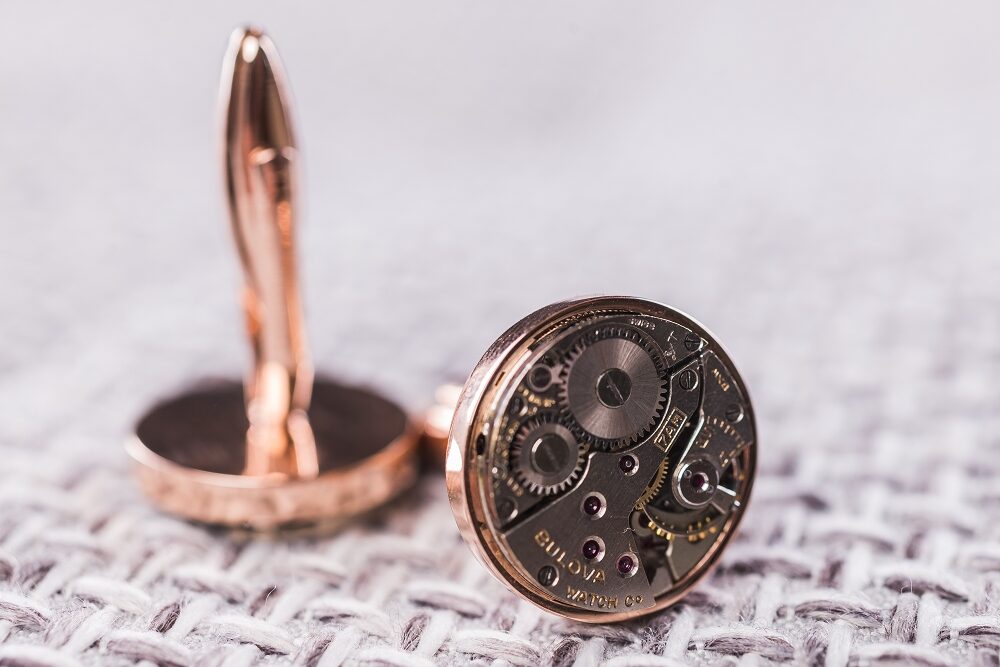 Apaļas aproču pogas ar pulksteņu mehānismiem 17mm