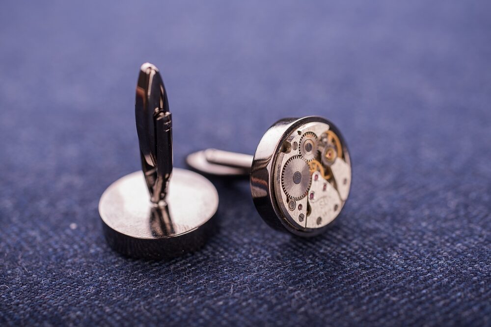 Apaļas aproču pogas ar pulksteņu mehānismiem 18mm