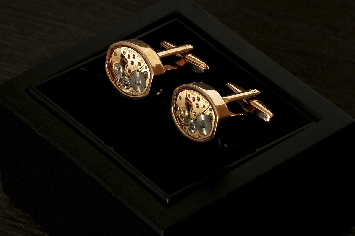 Cufflinks with BENRUS watch movements