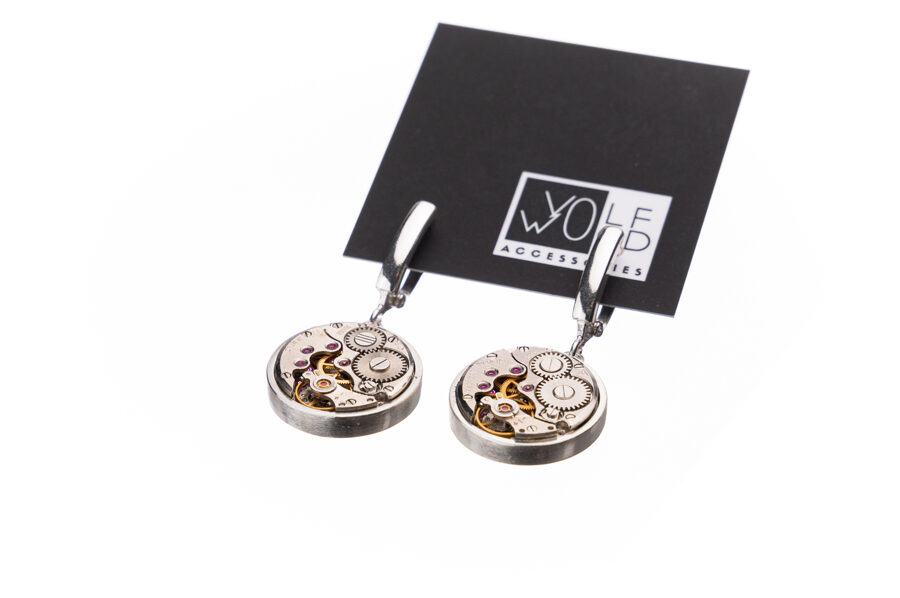 Watch movement earing in silver 925 frames