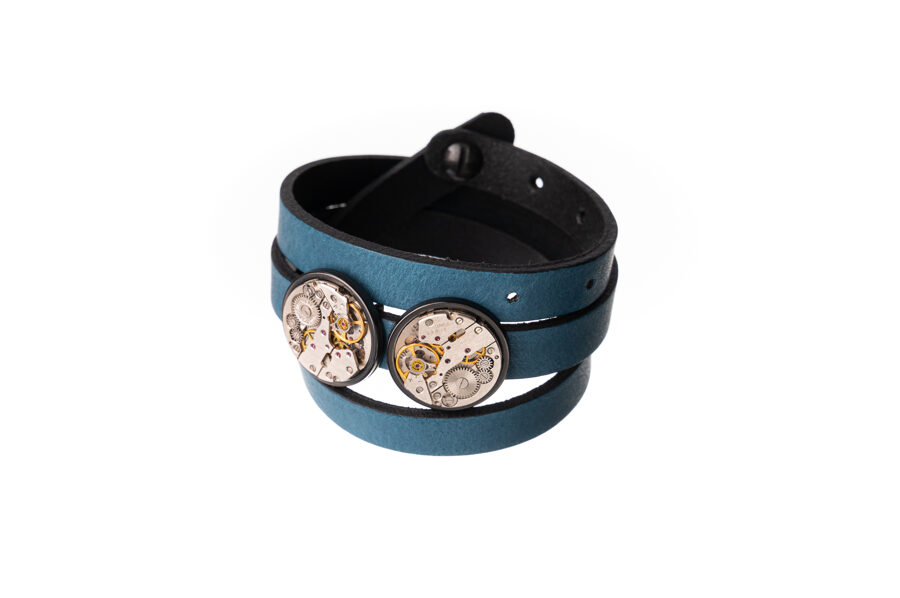 Blue leather bracelet for women 